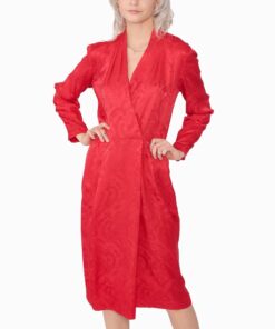 Red Silk Midi Dress TU36
