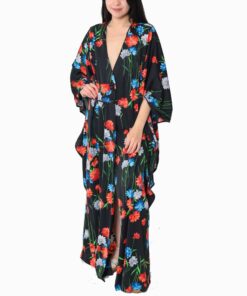 Vintage Black Floral Maxi Dress TU29